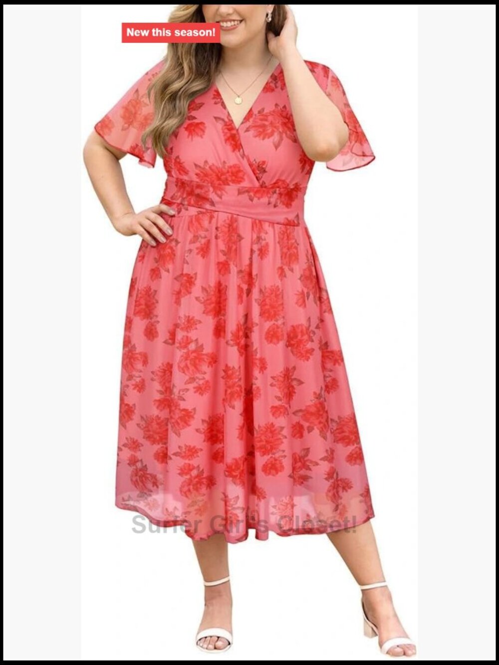 Plus Size Wrap Maxi Dress A-Line Short Sleeve High Waist Tie Flowy